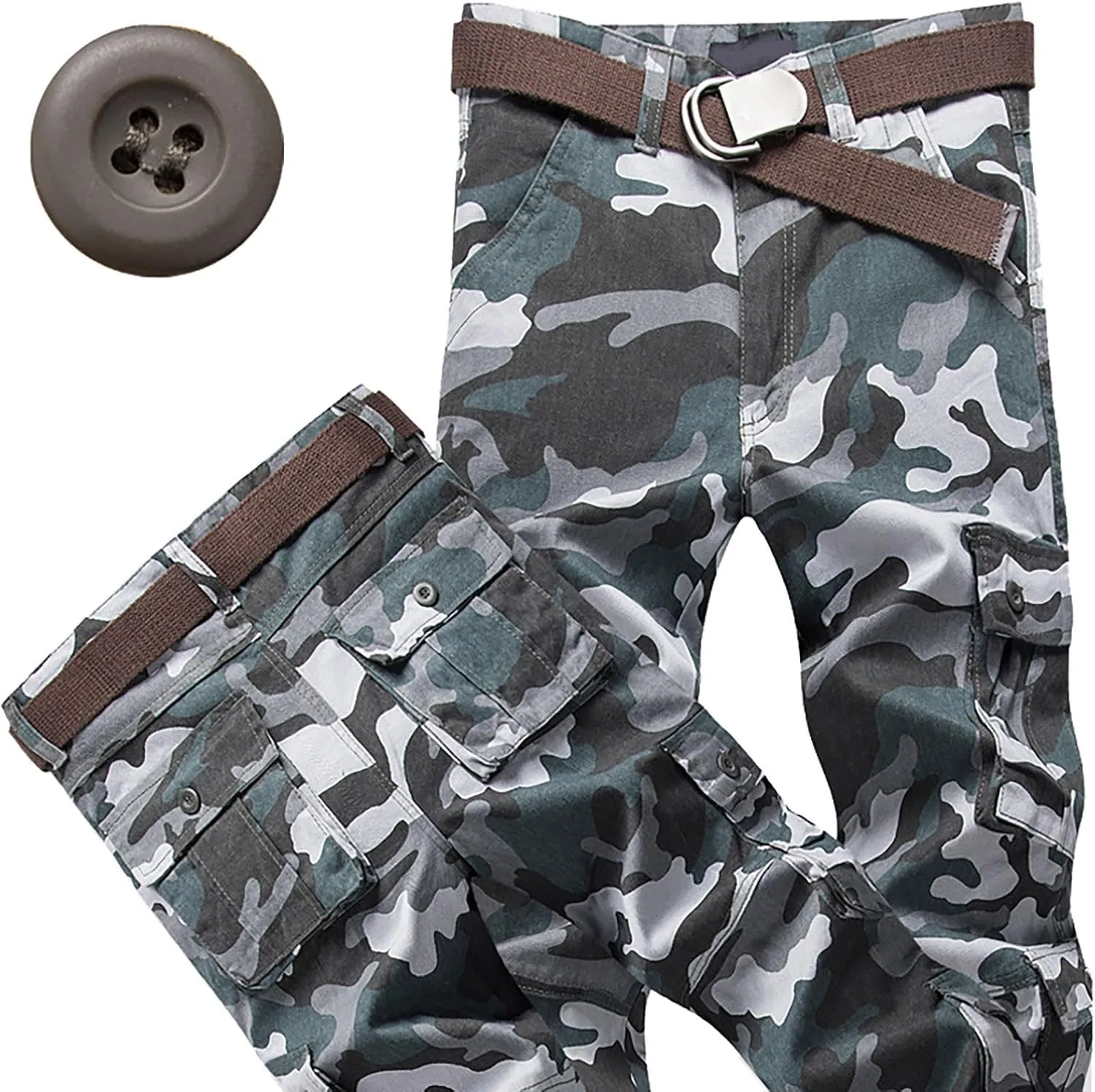 GIERIDUC Mens Hiking Stretch Pants Camouflage Tactical Pants Lightweight Cotton Outdoor Military Combat Cargo Pants Trousers