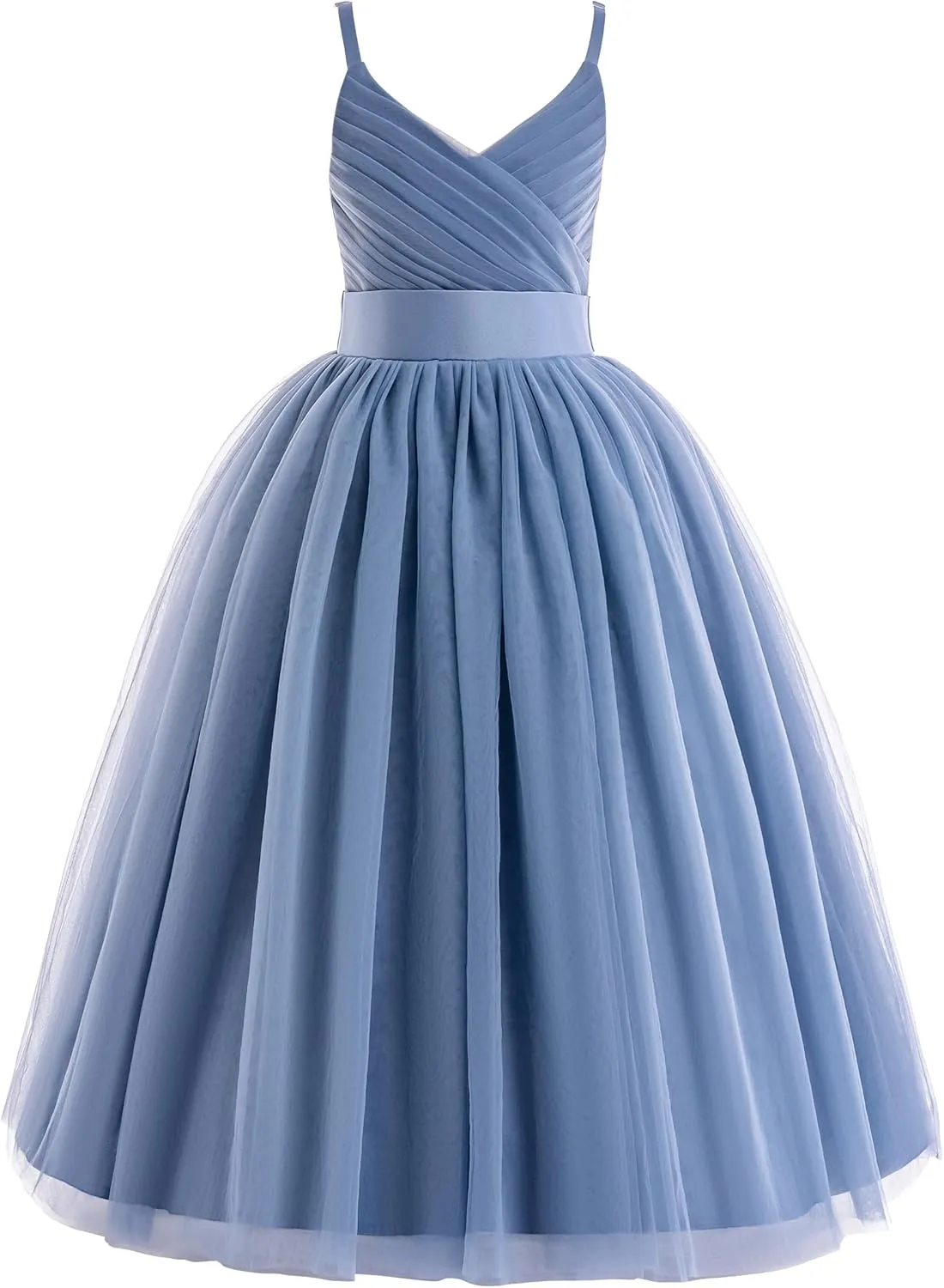Glamulice Flower Girls Spaghetti Strap Tulle Dress Long A Line Wedding Pageant Dresses Princess Birthday Party Ball Gown