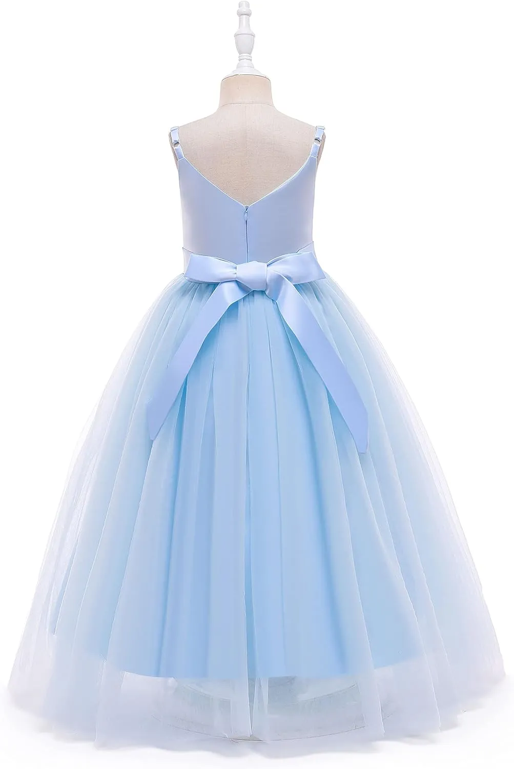 Glamulice Flower Girls Spaghetti Strap Tulle Dress Long A Line Wedding Pageant Dresses Princess Birthday Party Ball Gown