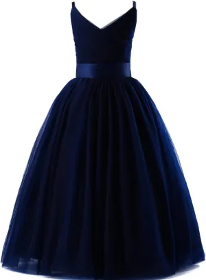 Glamulice Flower Girls Spaghetti Strap Tulle Dress Long A Line Wedding Pageant Dresses Princess Birthday Party Ball Gown