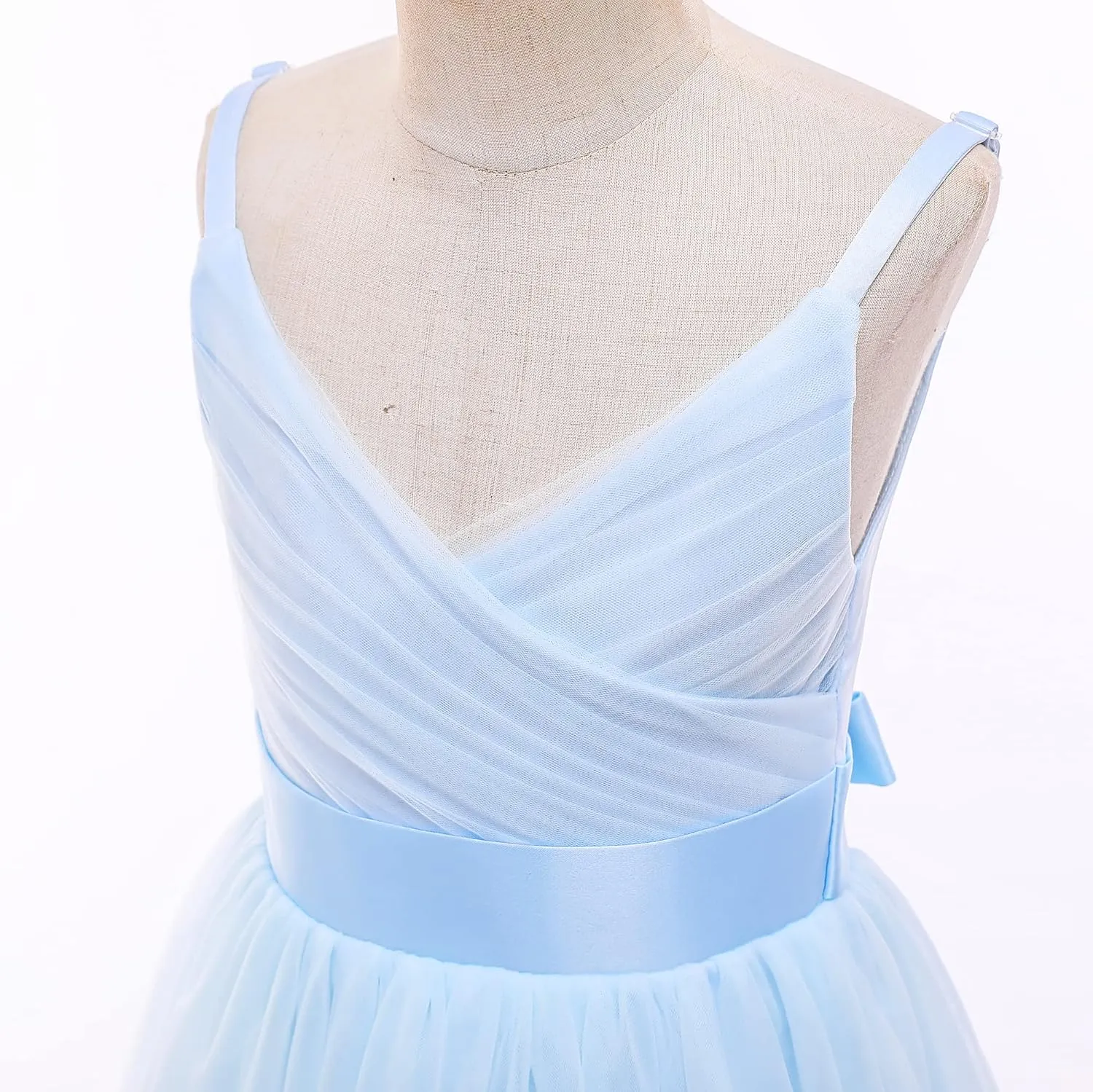 Glamulice Flower Girls Spaghetti Strap Tulle Dress Long A Line Wedding Pageant Dresses Princess Birthday Party Ball Gown