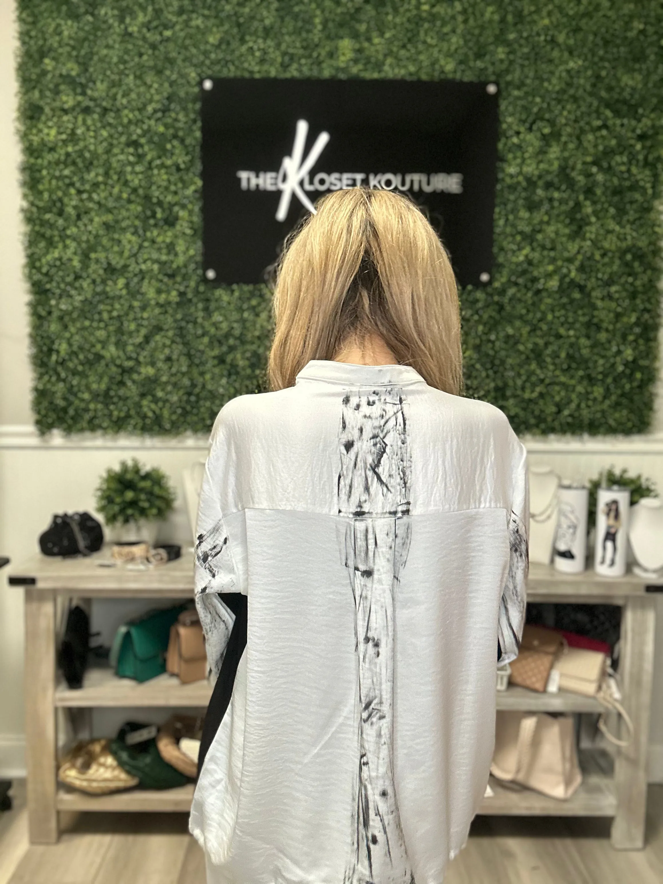Grafitti  Collarless Shirt Jacket