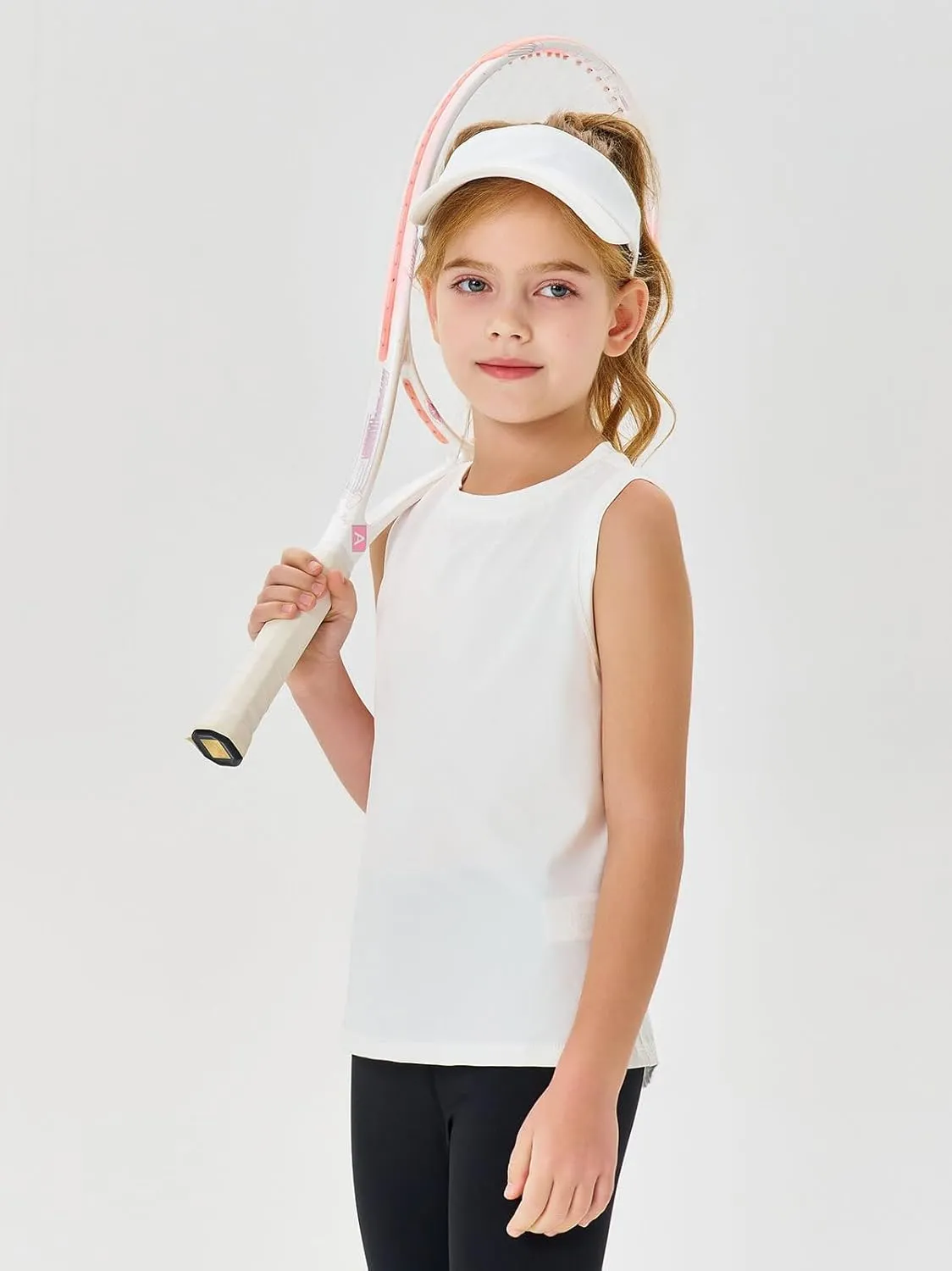 Haloumoning Girls Tank Tops Kids Sleeveless Athletic Lightweight Cute Summer Top Dancewear 5-14 Years