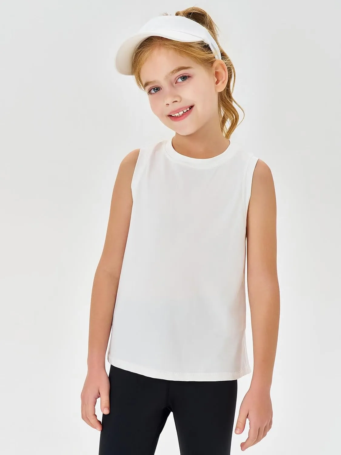 Haloumoning Girls Tank Tops Kids Sleeveless Athletic Lightweight Cute Summer Top Dancewear 5-14 Years