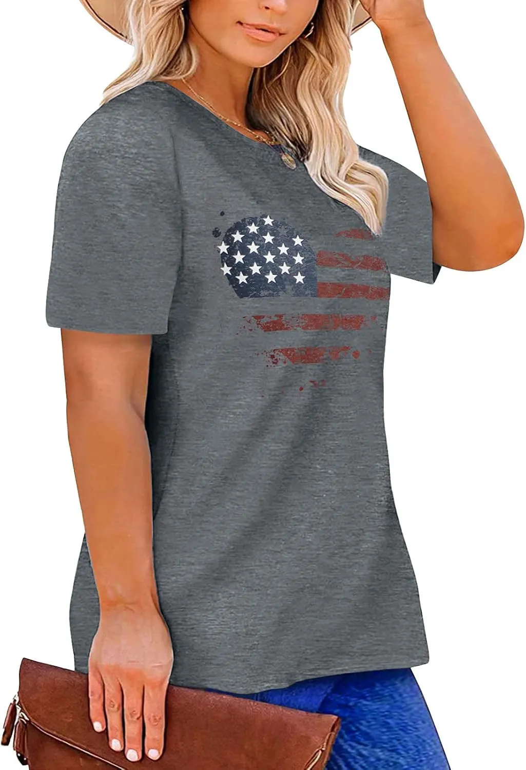 HDLTE Plus Size American Flag Tank Tops Women 4th of July Sleeveless Shirt Patriotic Stars Stripes Racerback Vest