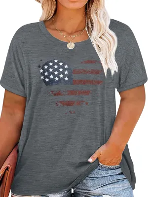HDLTE Plus Size American Flag Tank Tops Women 4th of July Sleeveless Shirt Patriotic Stars Stripes Racerback Vest