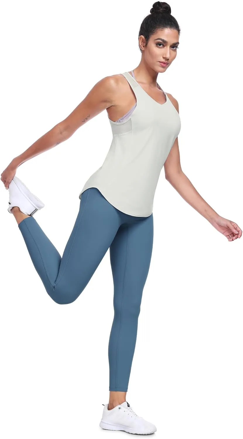 icyzone Racerback Workout Tank Tops for Women, Quick Dry Yoga Athletic Fitness Running Gym Top