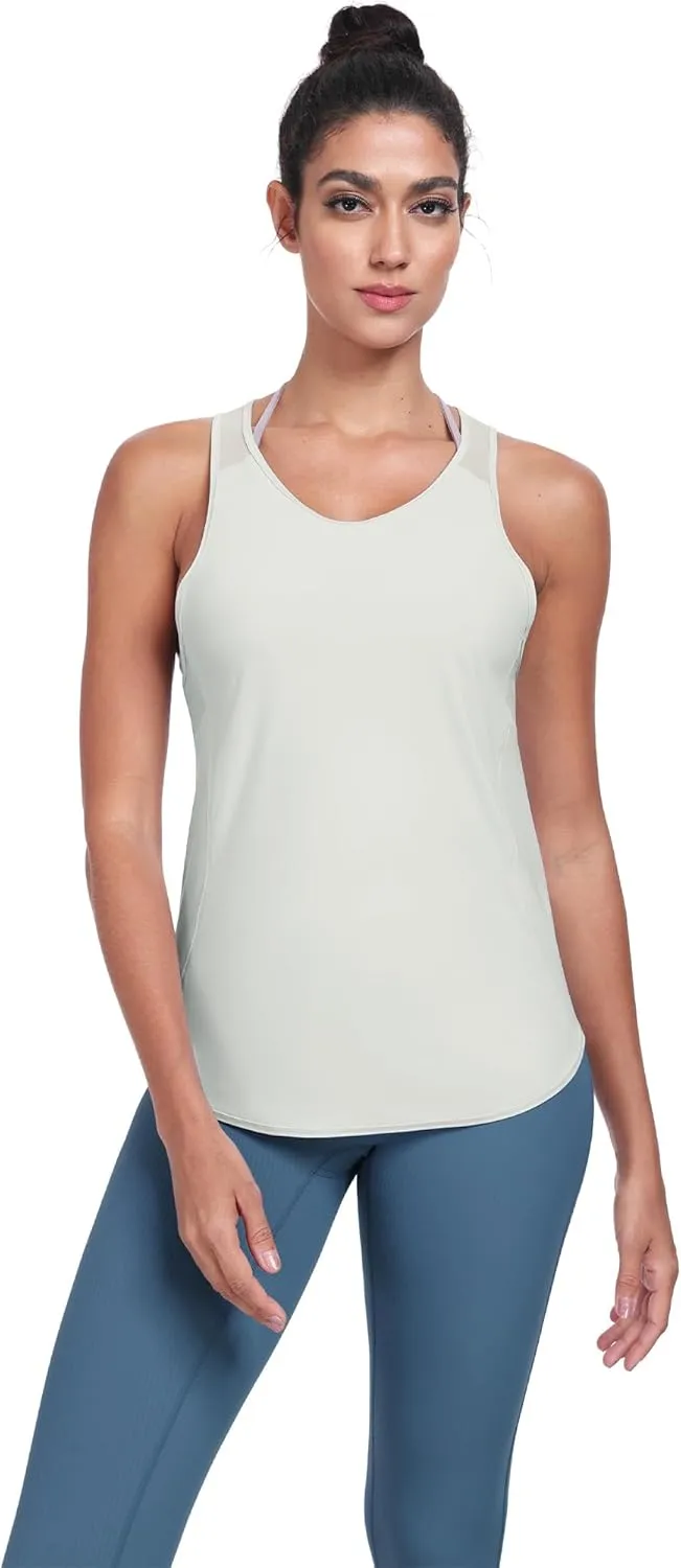 icyzone Racerback Workout Tank Tops for Women, Quick Dry Yoga Athletic Fitness Running Gym Top
