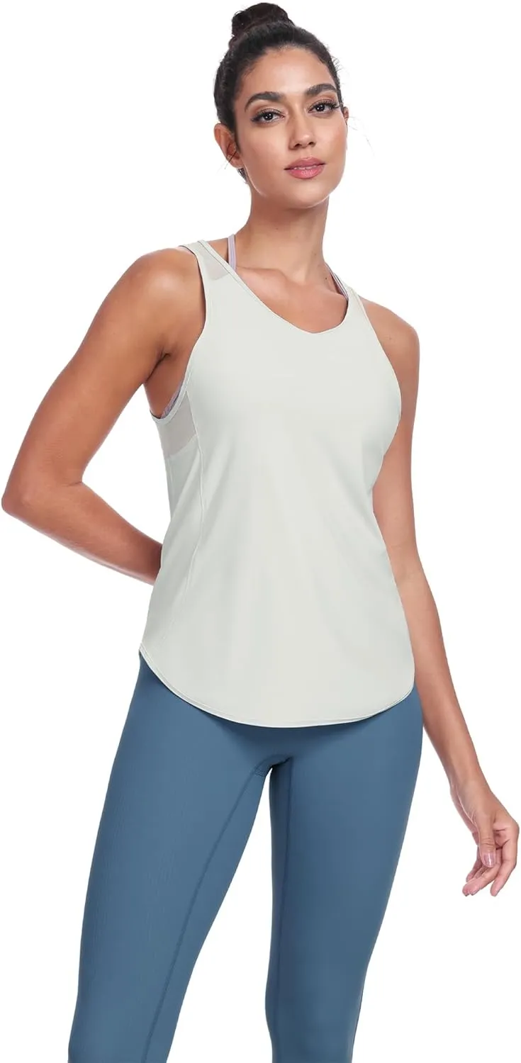 icyzone Racerback Workout Tank Tops for Women, Quick Dry Yoga Athletic Fitness Running Gym Top