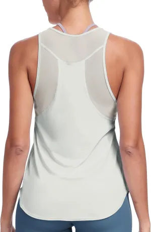 icyzone Racerback Workout Tank Tops for Women, Quick Dry Yoga Athletic Fitness Running Gym Top