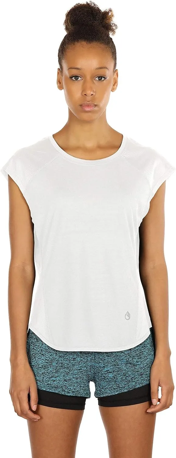 icyzone Workout T-Shirt for Women - Fitness Gym Yoga Running Exercise Cap Sleeves Tops