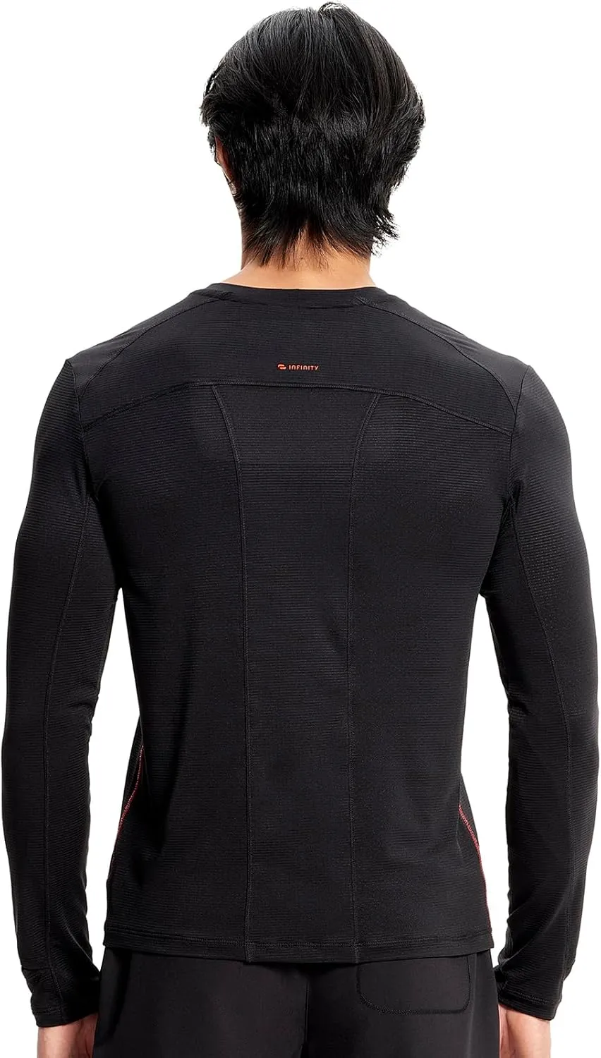 Infinity Cherokee Men's Long Sleeve Underscrub Round Neck Top with Long Sleeves, Contrast Stitching On Side Seams IN608