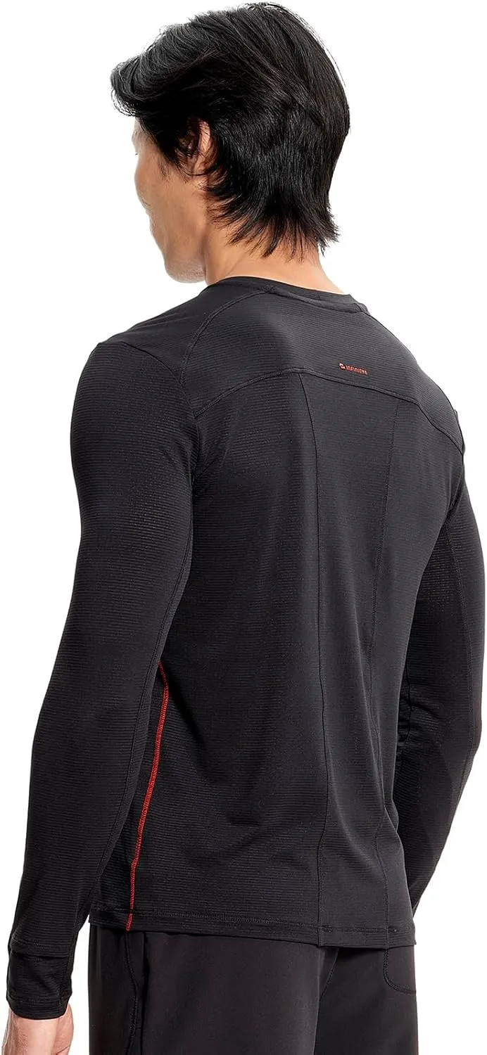 Infinity Cherokee Men's Long Sleeve Underscrub Round Neck Top with Long Sleeves, Contrast Stitching On Side Seams IN608
