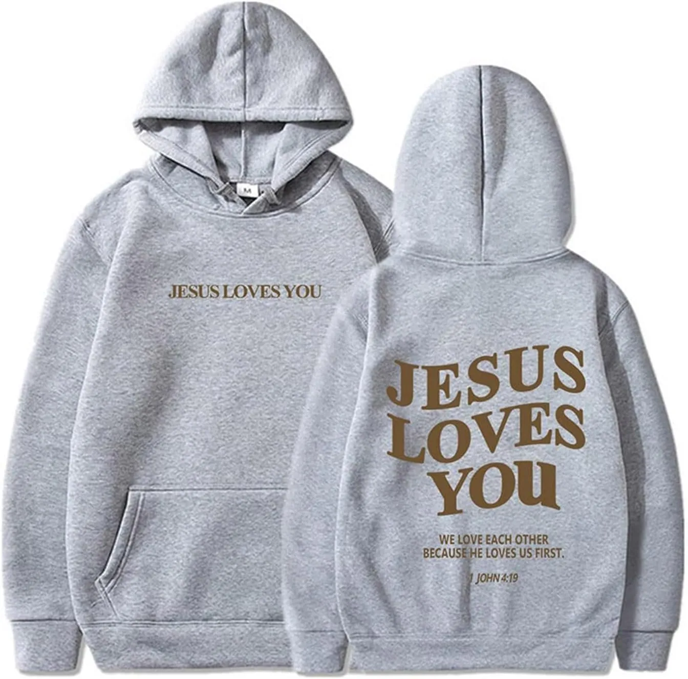 Jesus Loves You Christian Hoodies for Women Bible Verse Oversized Long Sleeve Y2K Drawstring Sweatshirts Comfy Pockets Tops