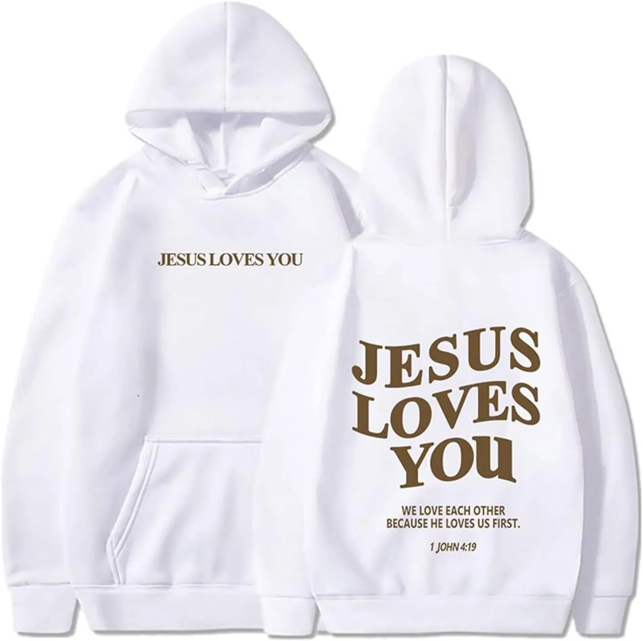 Jesus Loves You Christian Hoodies for Women Bible Verse Oversized Long Sleeve Y2K Drawstring Sweatshirts Comfy Pockets Tops