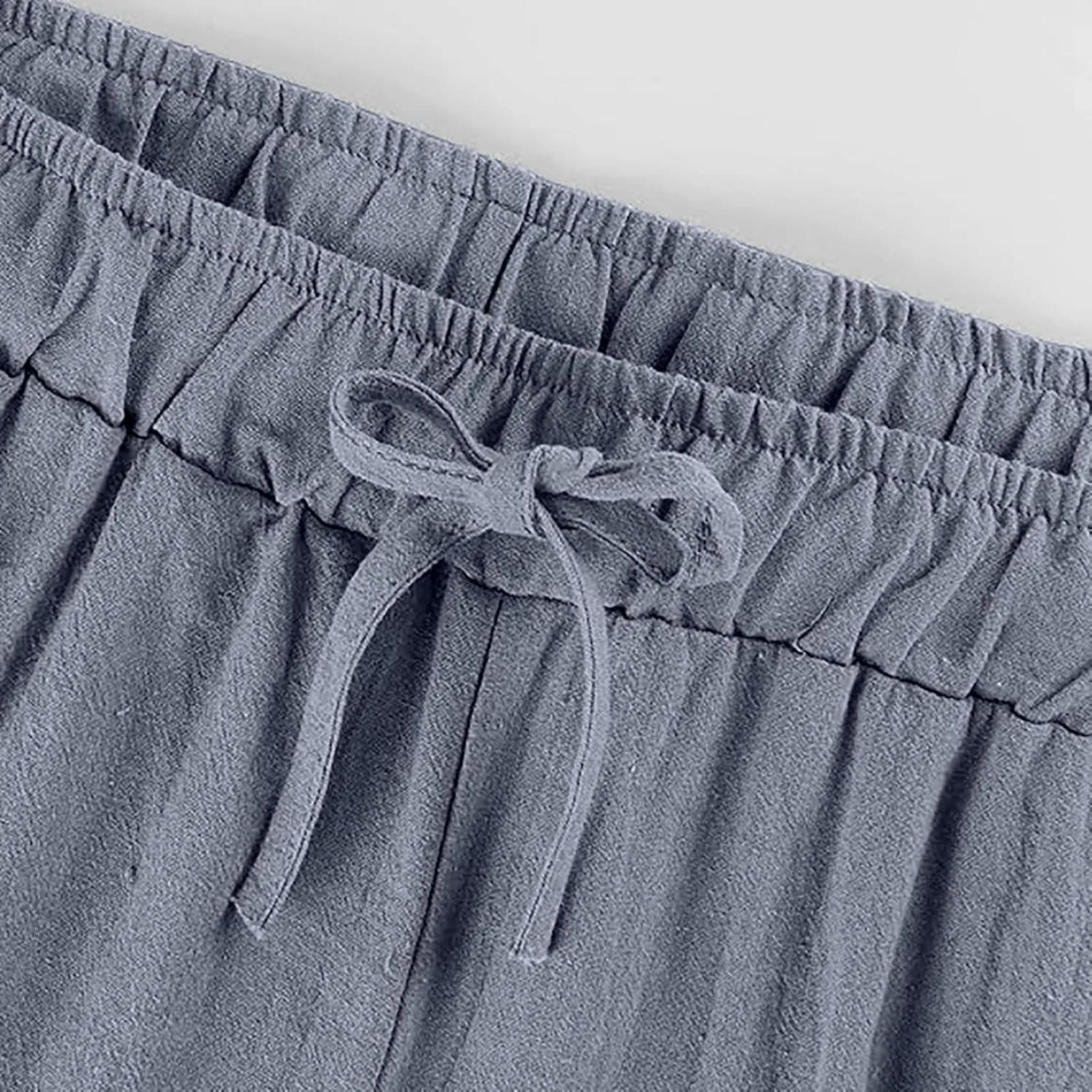 jovati Wide Leg Casual Pants for Womens Straight Leg High Waist Trousers Boho Cotton Linen Flowy Palazzo Pants