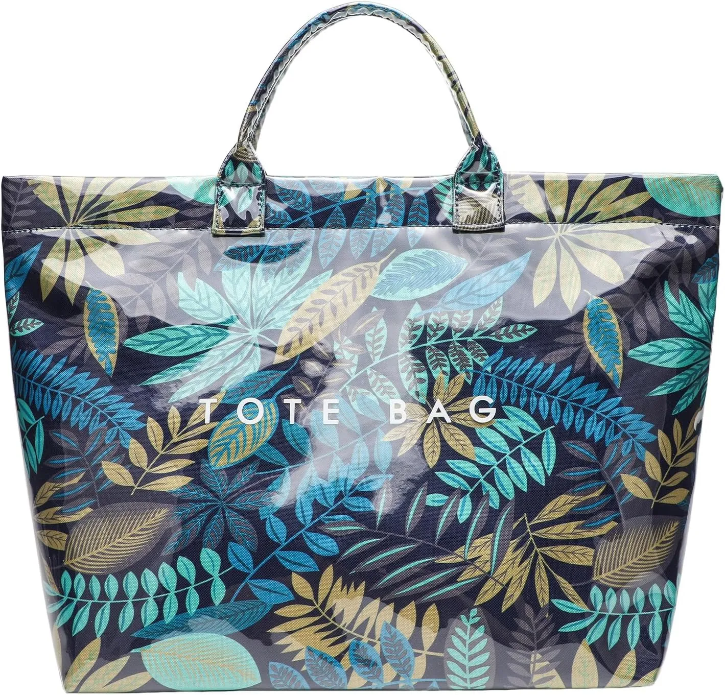 Large Tote Bag for Women Clear Plastic Shopper Bag PVC Hobo Handbag with Letter Print Work Bag