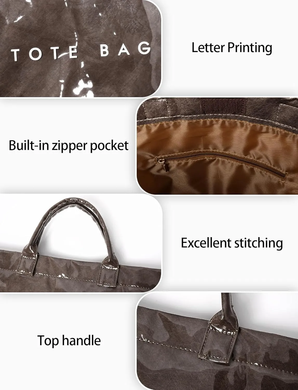 Large Tote Bag for Women Clear Plastic Shopper Bag PVC Hobo Handbag with Letter Print Work Bag