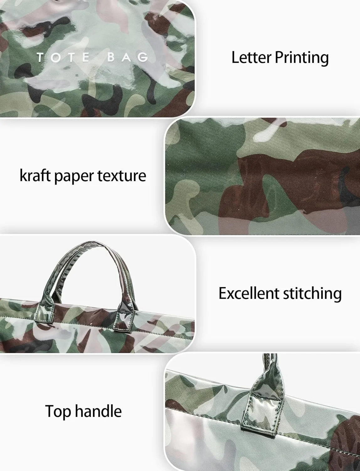 Large Tote Bag for Women Clear Plastic Shopper Bag PVC Hobo Handbag with Letter Print Work Bag