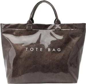 Large Tote Bag for Women Clear Plastic Shopper Bag PVC Hobo Handbag with Letter Print Work Bag