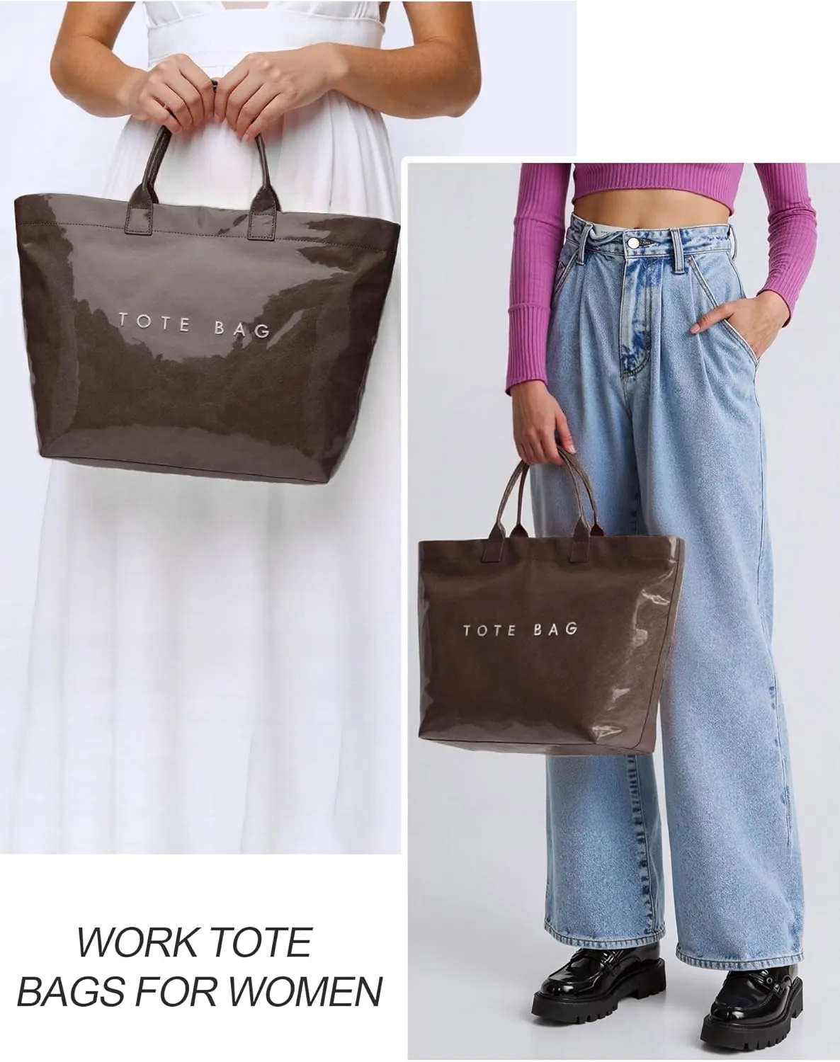 Large Tote Bag for Women Clear Plastic Shopper Bag PVC Hobo Handbag with Letter Print Work Bag