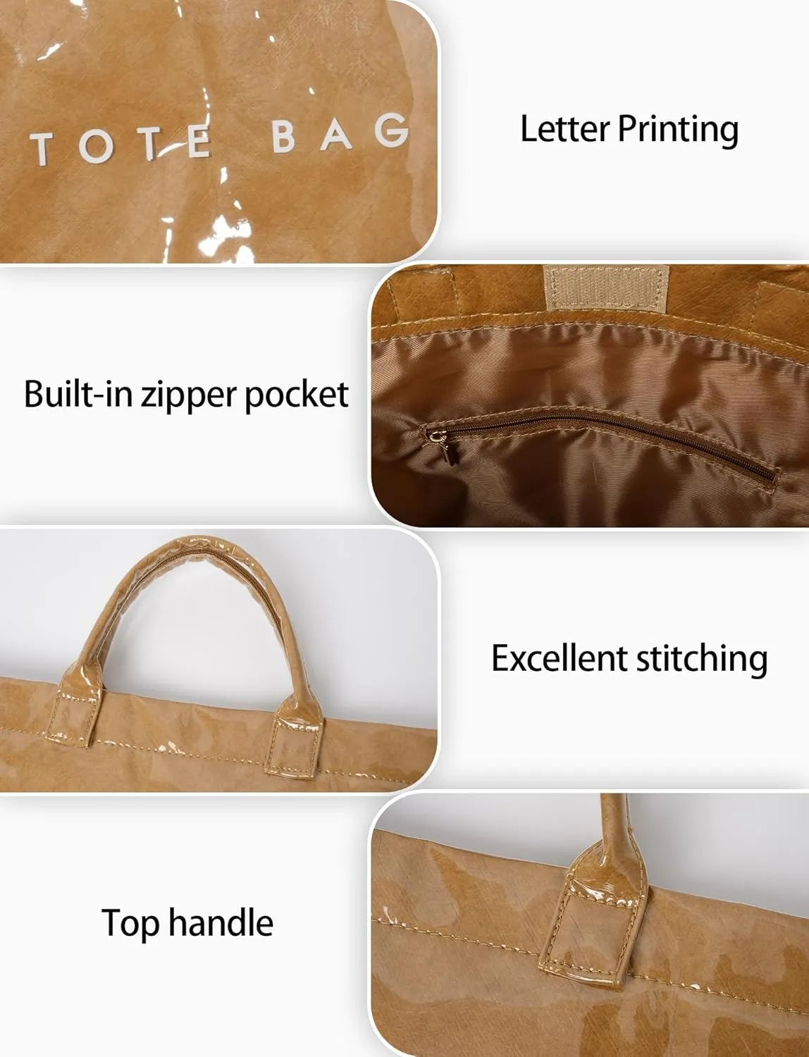 Large Tote Bag for Women Clear Plastic Shopper Bag PVC Hobo Handbag with Letter Print Work Bag
