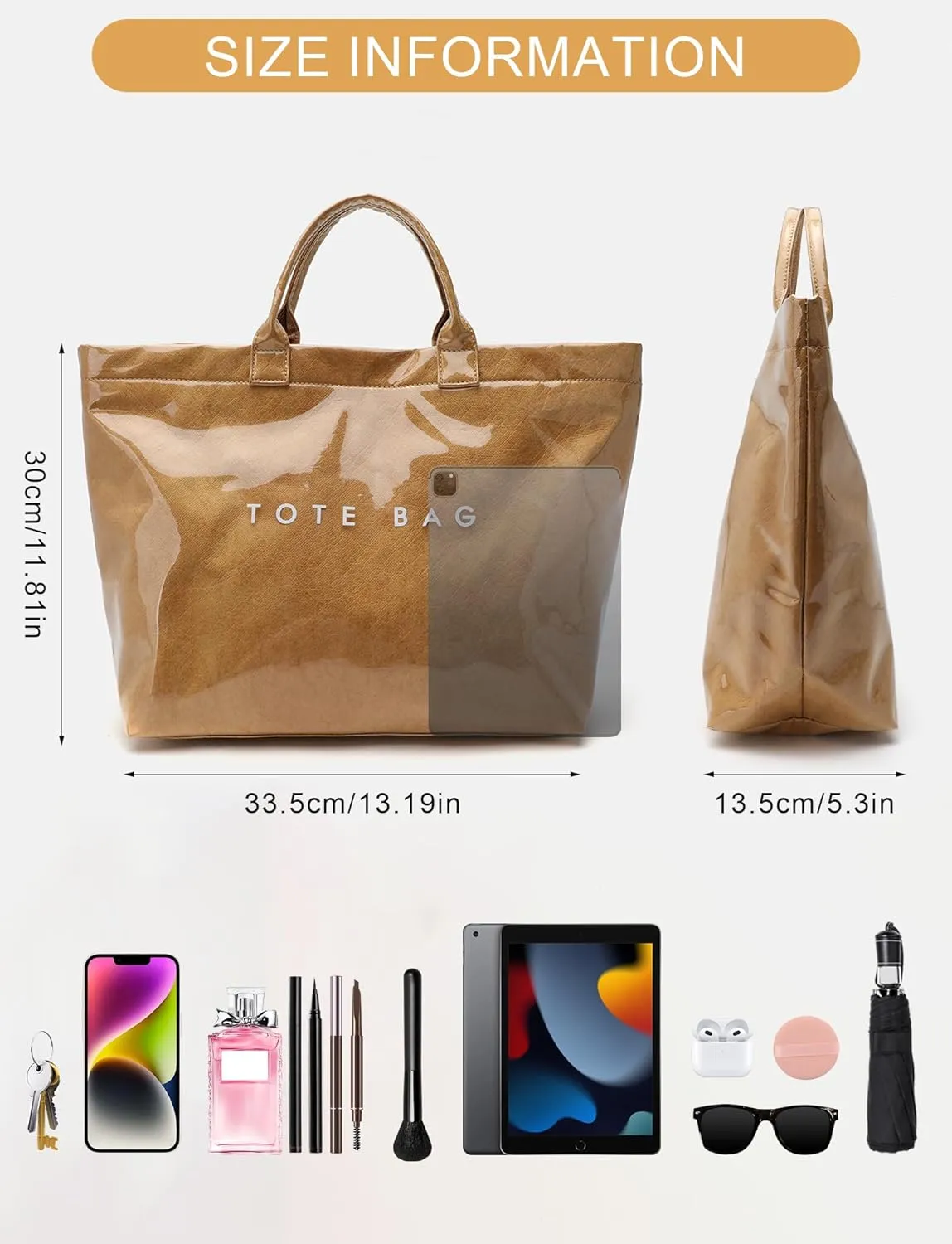 Large Tote Bag for Women Clear Plastic Shopper Bag PVC Hobo Handbag with Letter Print Work Bag