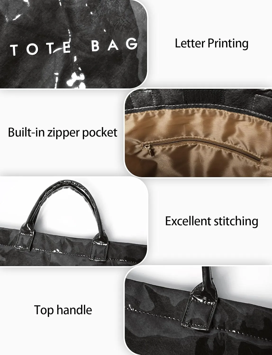 Large Tote Bag for Women Clear Plastic Shopper Bag PVC Hobo Handbag with Letter Print Work Bag