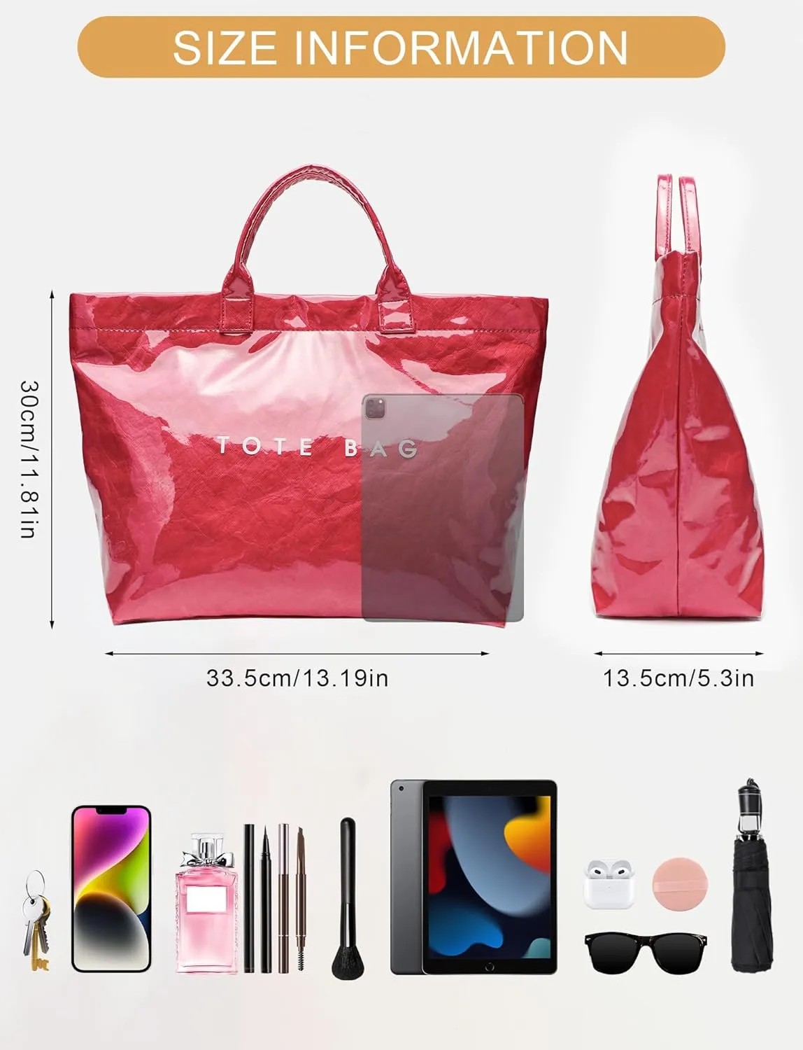 Large Tote Bag for Women Clear Plastic Shopper Bag PVC Hobo Handbag with Letter Print Work Bag