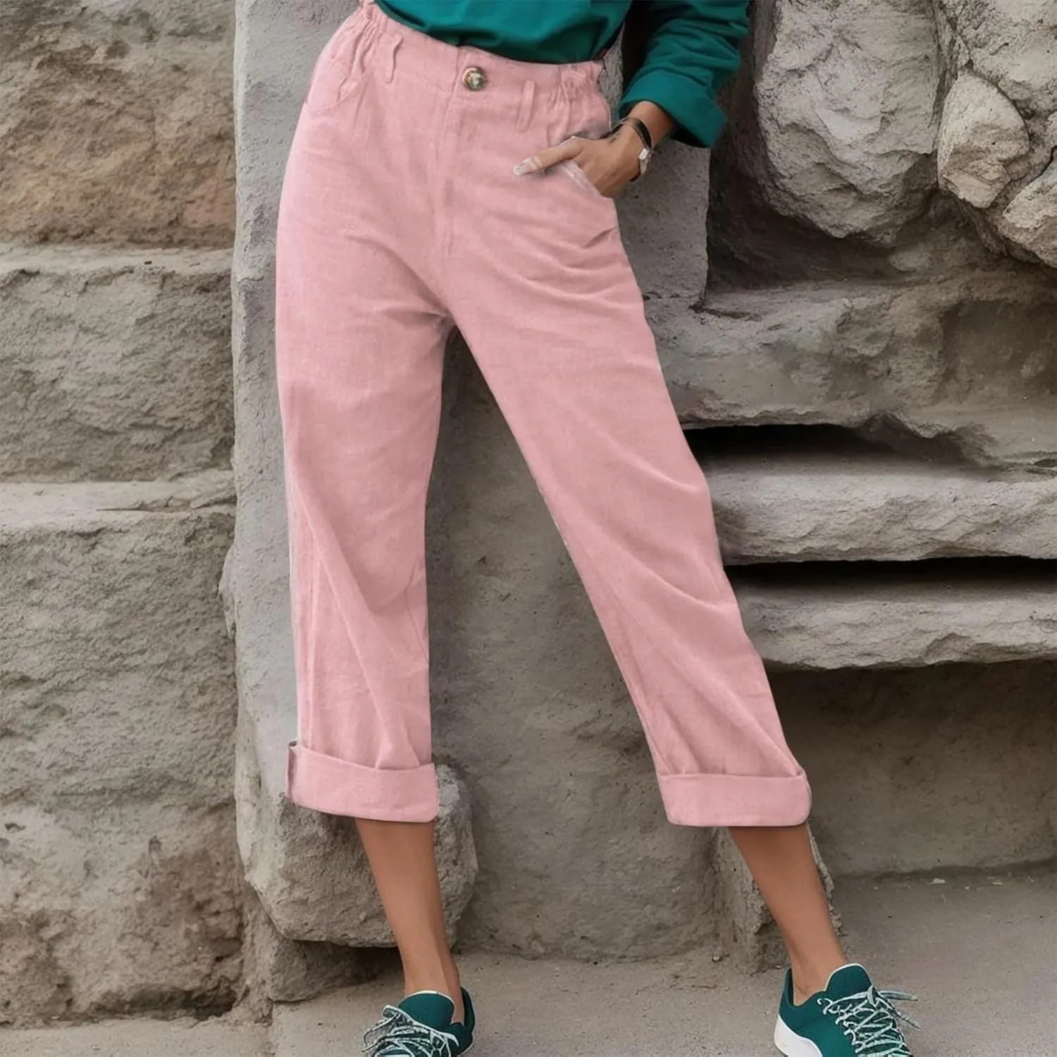 LCMTWX Summer Outfits for Women Casual Baggy Elastic Waist Trouser Wide Leg Pant with Pocket Fashion Pant Womens Palazzo