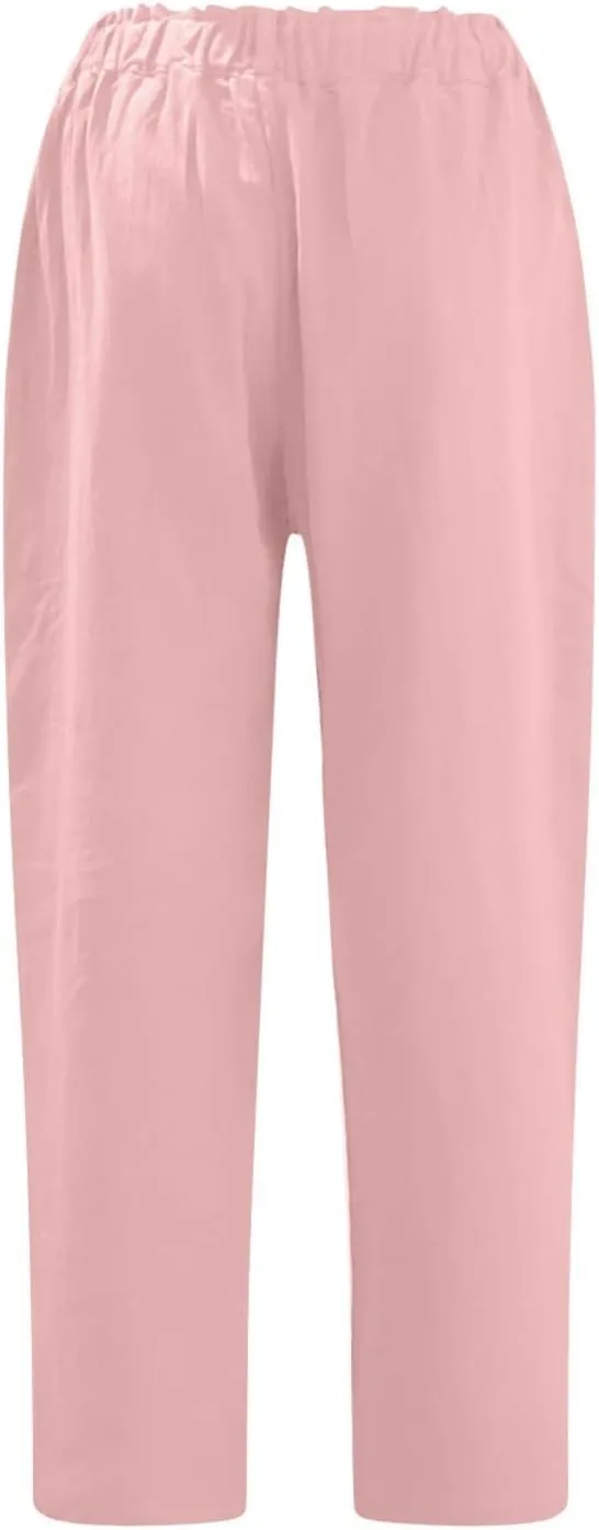 LCMTWX Summer Outfits for Women Casual Baggy Elastic Waist Trouser Wide Leg Pant with Pocket Fashion Pant Womens Palazzo