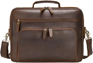 Leather Briefcase for Men Business Single Shoulder Crossbody Laptop Bag Large Capacity Briefcase