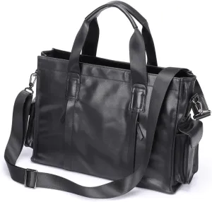 Leather Crossbody Bag Carrying Tote Large Capacity Briefcase Horizontal Computer Bag
