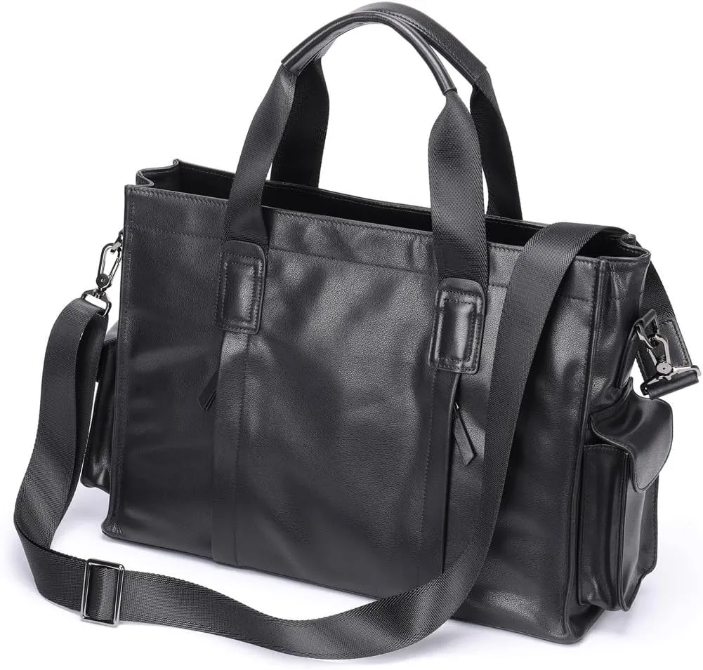 Leather Crossbody Bag Carrying Tote Large Capacity Briefcase Horizontal Computer Bag
