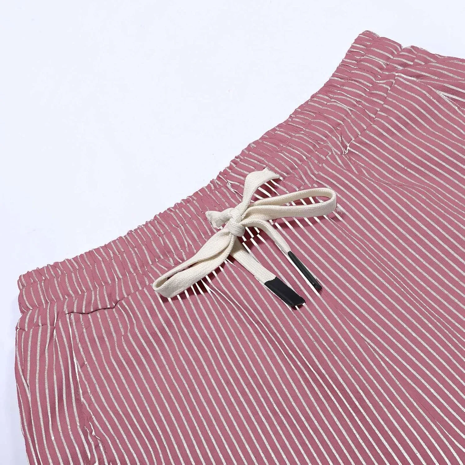 Linen Capri Pants for Women Casual Summer Lightweight Capris High Waist Drawstring Cropped Pants Side Button Trousers