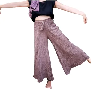 Linen Pants Women 2025 Boho Summer Wide Leg Cotton Linen Trousers Casual Flowy Elastic Waist Lightweight Palazzo