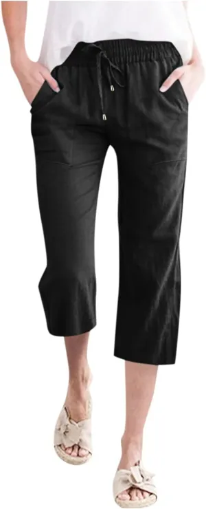 Linen Pants Women Petite Length Women Linen Pants Palazzo Lounge Harem Wide Leg Pants Beach Long Trousers Pockets