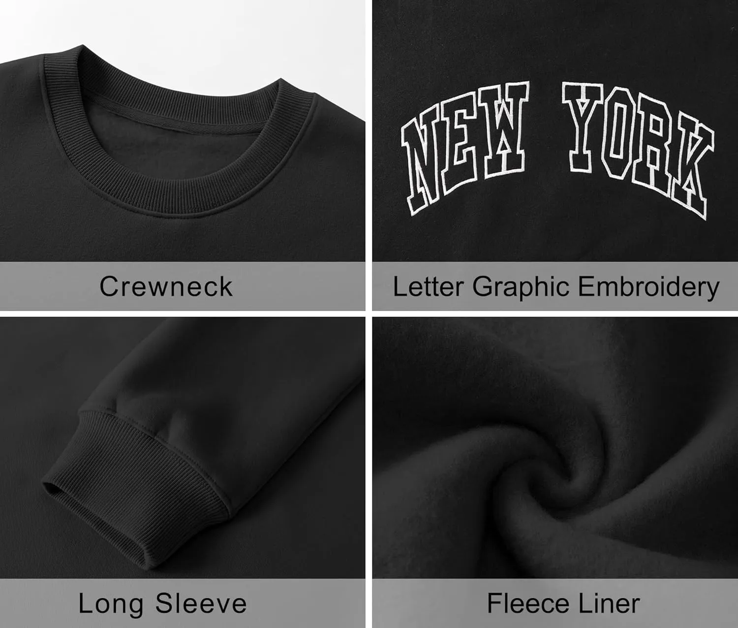 LOMON Oversized Sweatshirt for Women Crewneck Long Sleeve Casual Fleece Tops Graphic Hoodies Pullover Sweater
