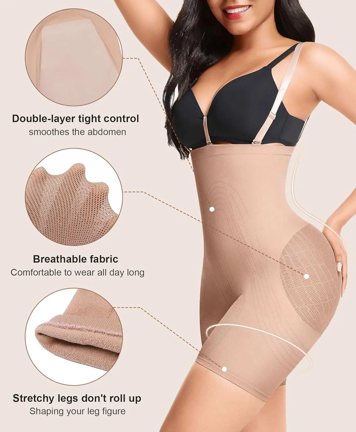 Lover-Beauty Women's Butt Lifting Shapewear Tummy Control Removeable Strapless Faja Body Shaper