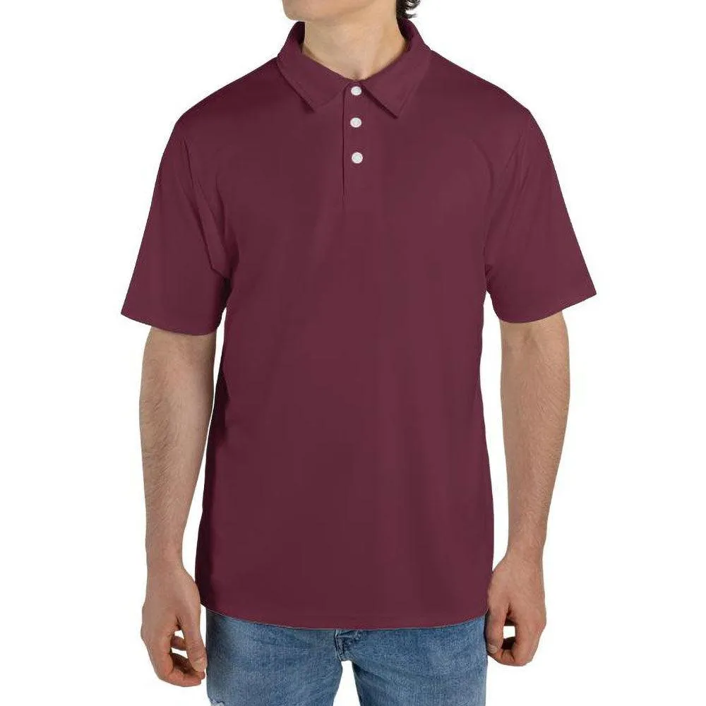 Maroon Polo Shirts for Men Moisture Wicking Short Sleeve Golf Shirt