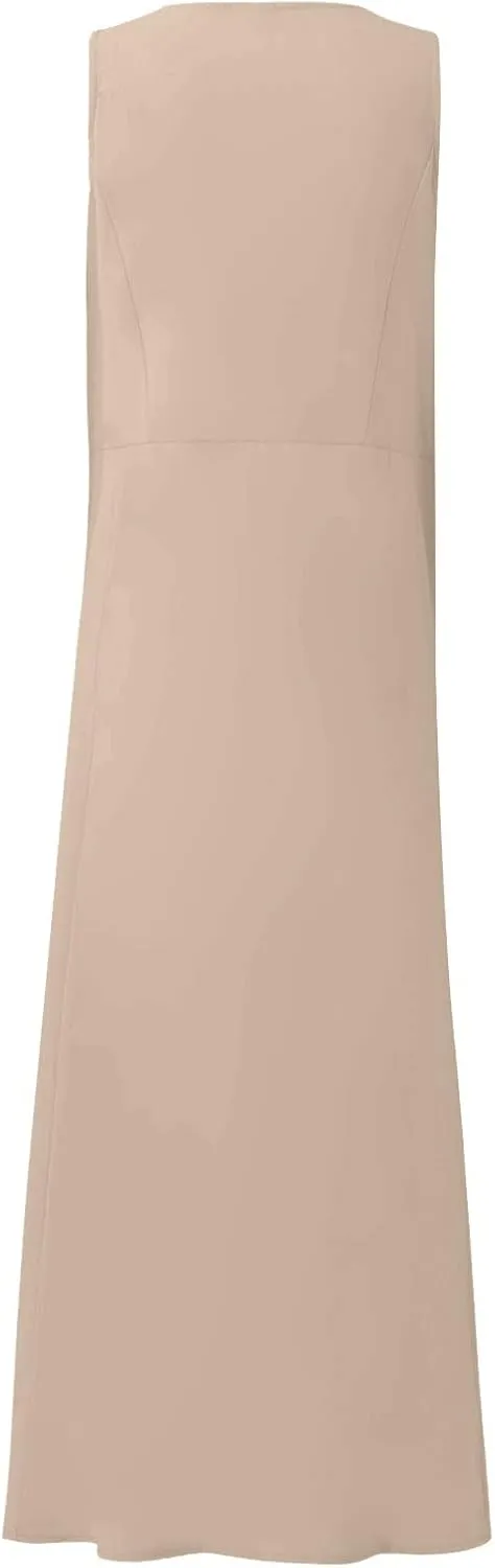 Maxi Floral Dress for Women Plus Size Vacation Scoop Neck Beach Dress with Pockets Long Comfy Flowy Sleeveless Sundress