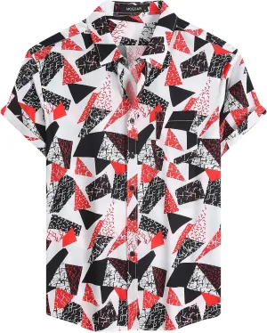 MCEDAR Mens Casual Short Sleeve Button Up Vintage Summer Hawaiian Beach Vacation Shirts (Size S-5XL Big and Tall)