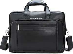 Men Leather Briefcase Briefcase Business Laptop Bag Commuter Shoulder Crossbody Bag Briefcase