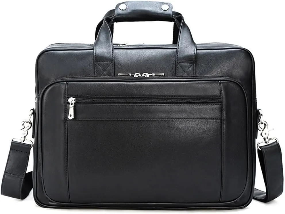 Men Leather Briefcase Briefcase Business Laptop Bag Commuter Shoulder Crossbody Bag Briefcase