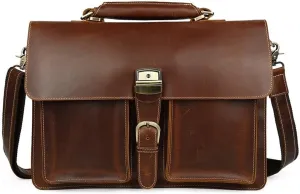 Men Leather Briefcase Briefcase Shoulder Bag Large Men's Tote Business Bag Crazy Horse Leather