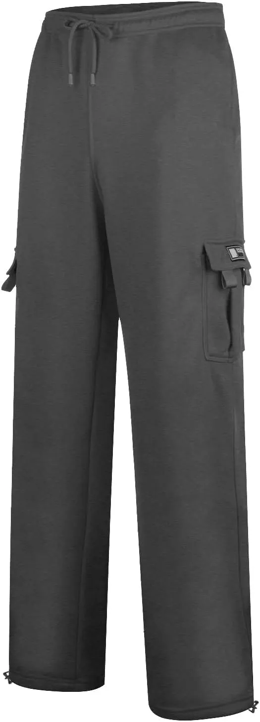 Mens Baggy Cargo Pants Elastic Waist Open Bottom Sweatpants Loose Fit Lightweight Hiking Work Pant Multi Pockets