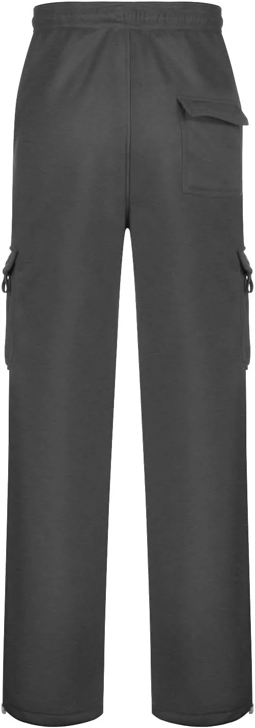 Mens Baggy Cargo Pants Elastic Waist Open Bottom Sweatpants Loose Fit Lightweight Hiking Work Pant Multi Pockets