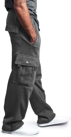 Mens Baggy Cargo Pants Elastic Waist Open Bottom Sweatpants Loose Fit Lightweight Hiking Work Pant Multi Pockets