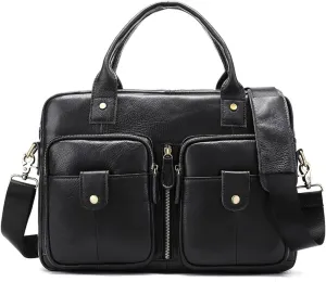 Men's Briefcase Casual Business First Layer Cowhide Tote Shoulder Bag