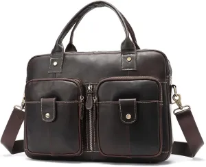 Men's Briefcase Casual Business First Layer Cowhide Tote Shoulder Bag